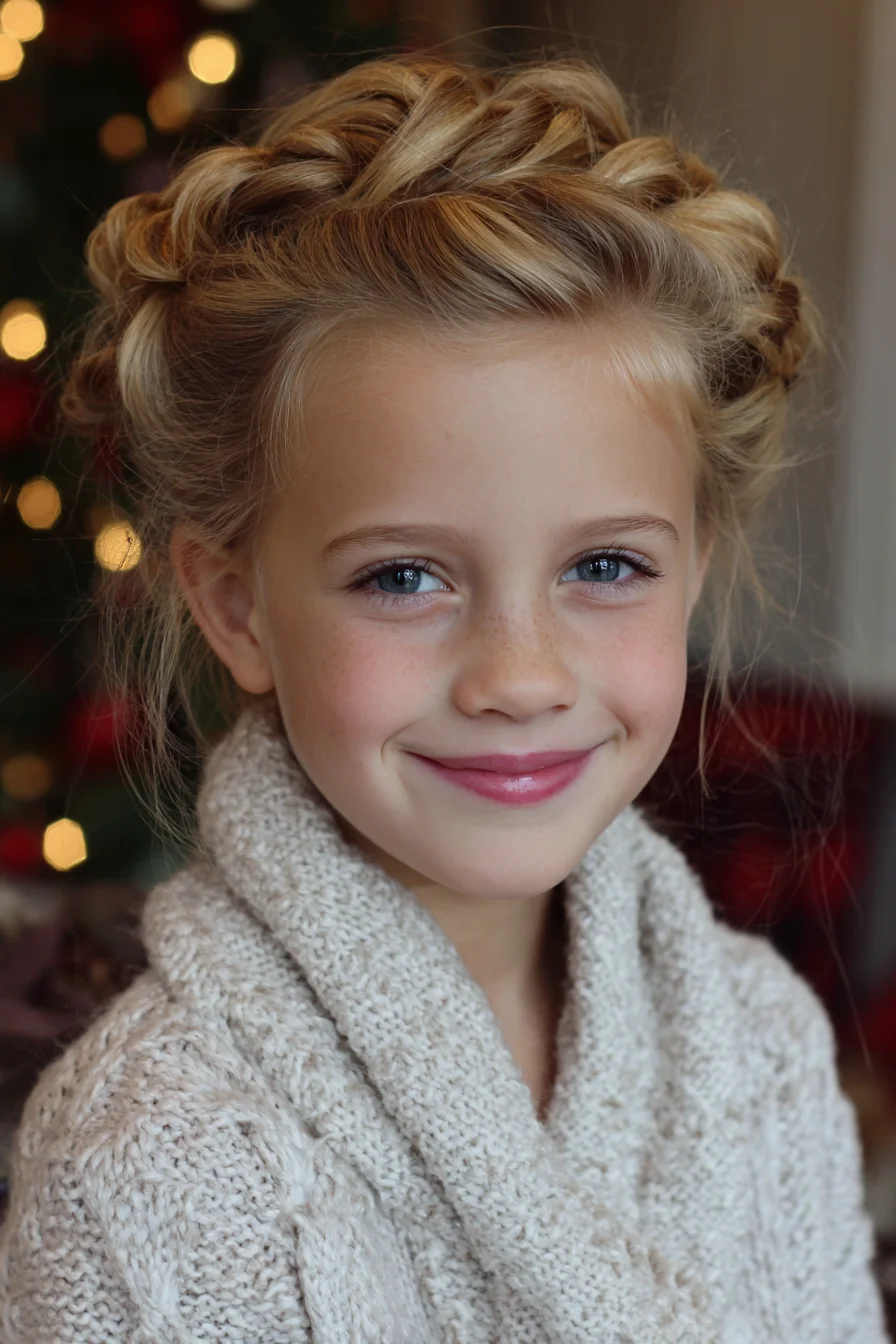 Crown Dutch Braid Halo Updo — Textured, Voluminous Look (Fine–Medium Hair)