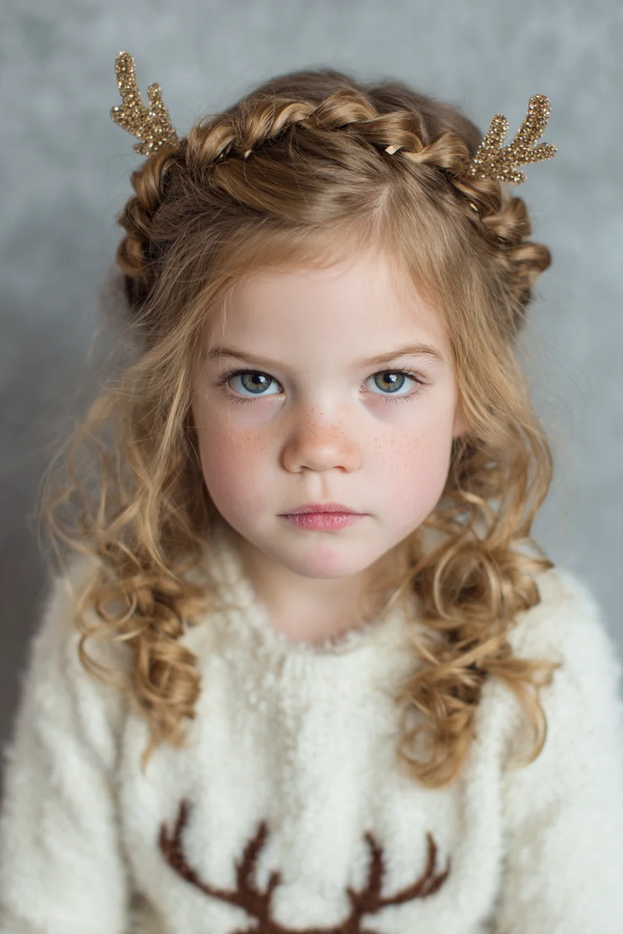 Crown Dutch Braid with Loose Ringlet Curls — Child-Friendly Holiday Style