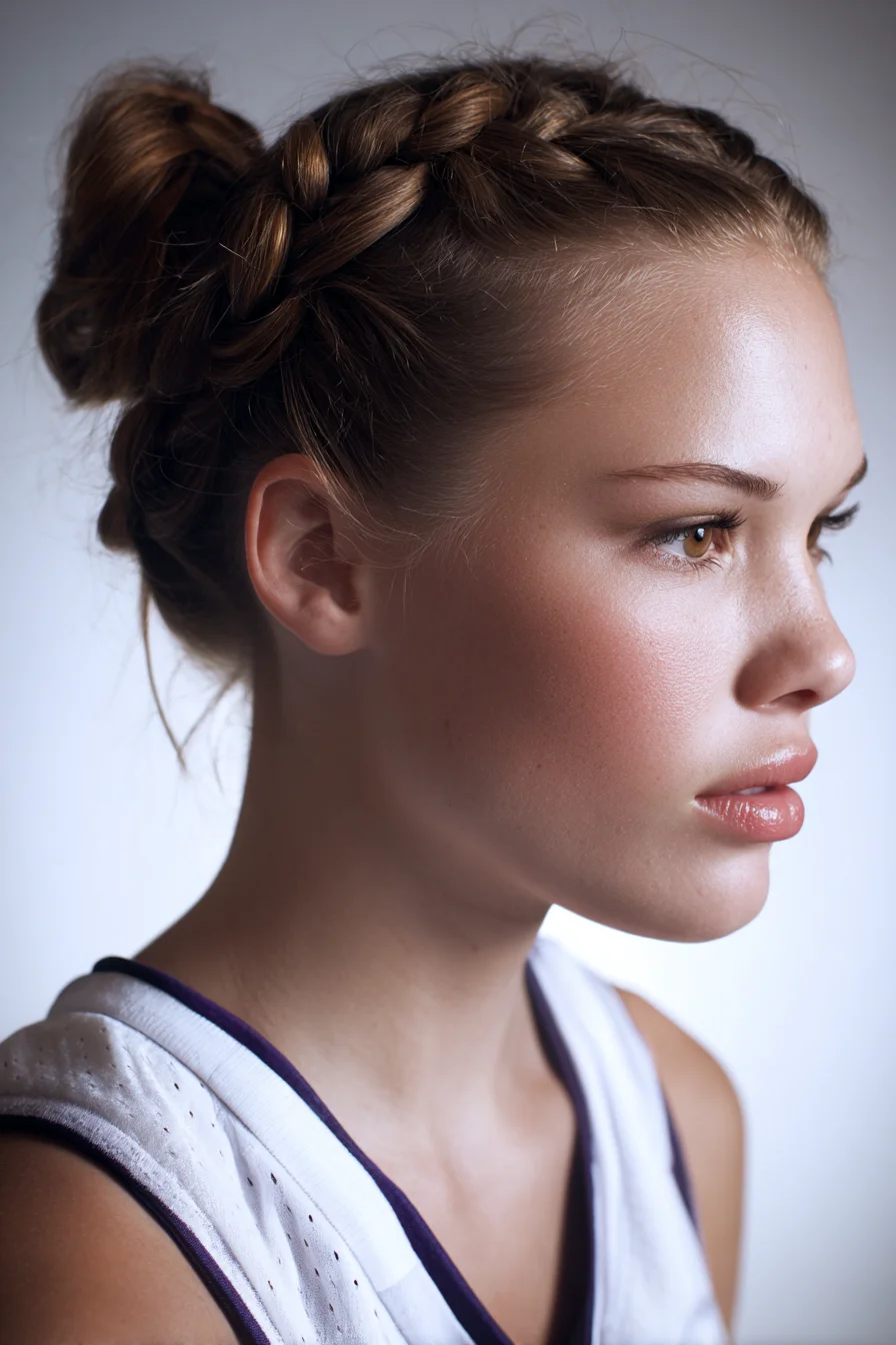 Crown Dutch Braid Wrapped Bun — Braided Updo for Medium to Thick Hair