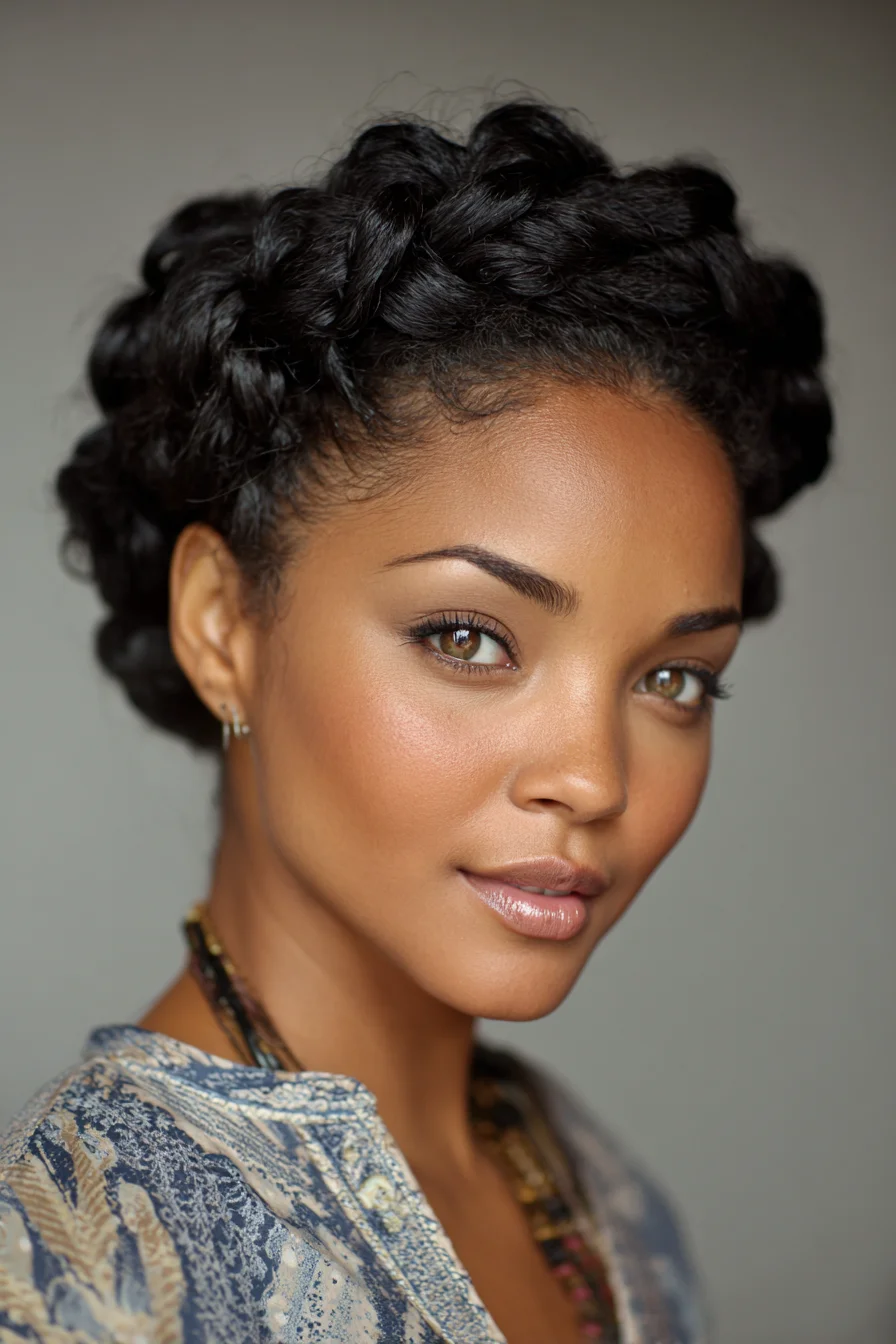 Crown Halo Braid Updo for Natural and Curly Hair