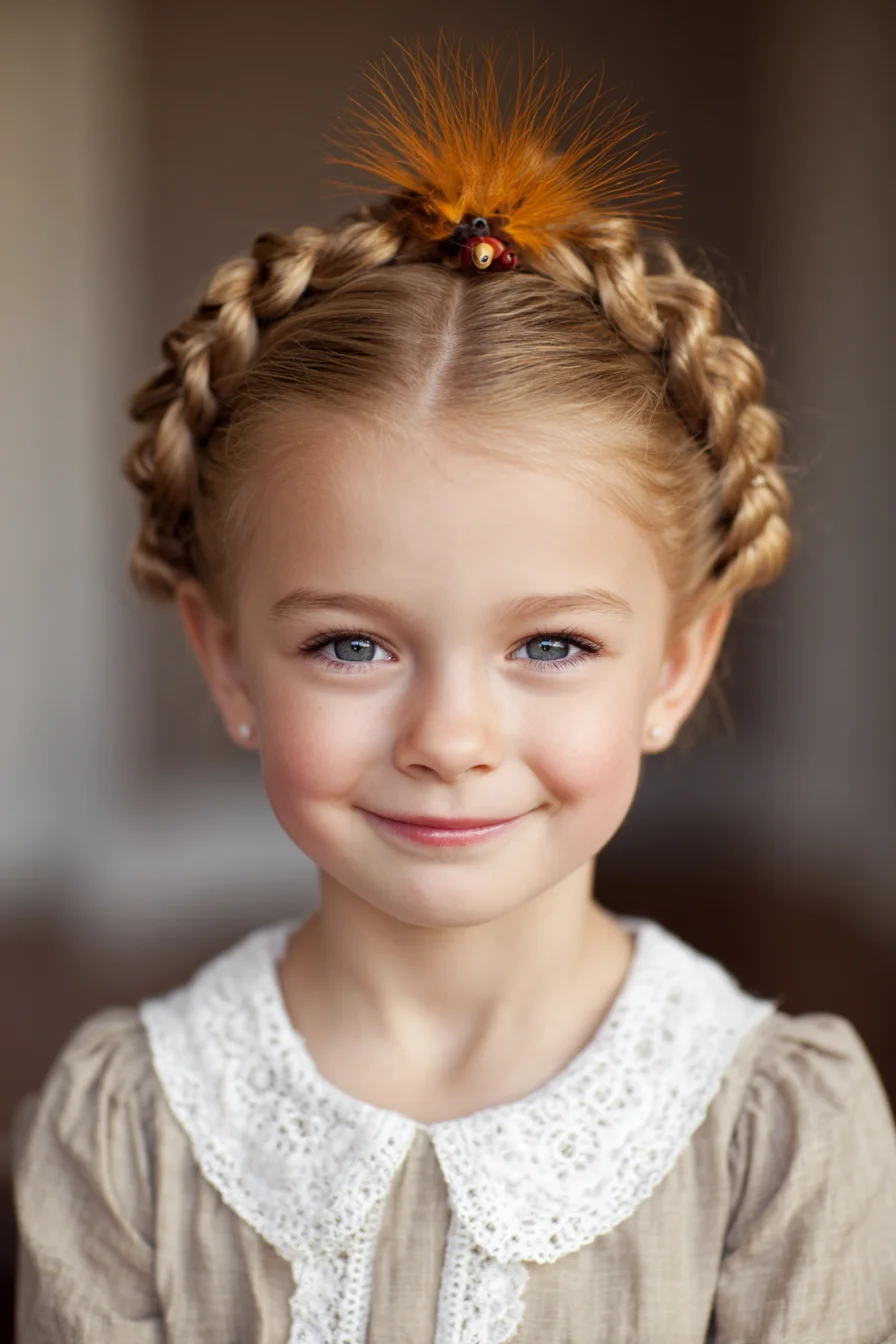 Crown Halo Braids with Top Accent — Braided Updo for Fine/Medium Hair