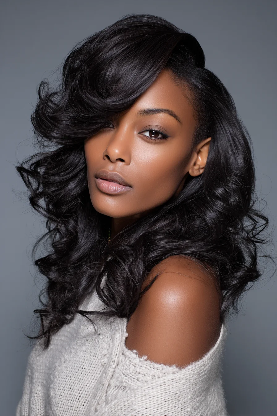 Deep Side-Part Voluminous Hollywood Waves