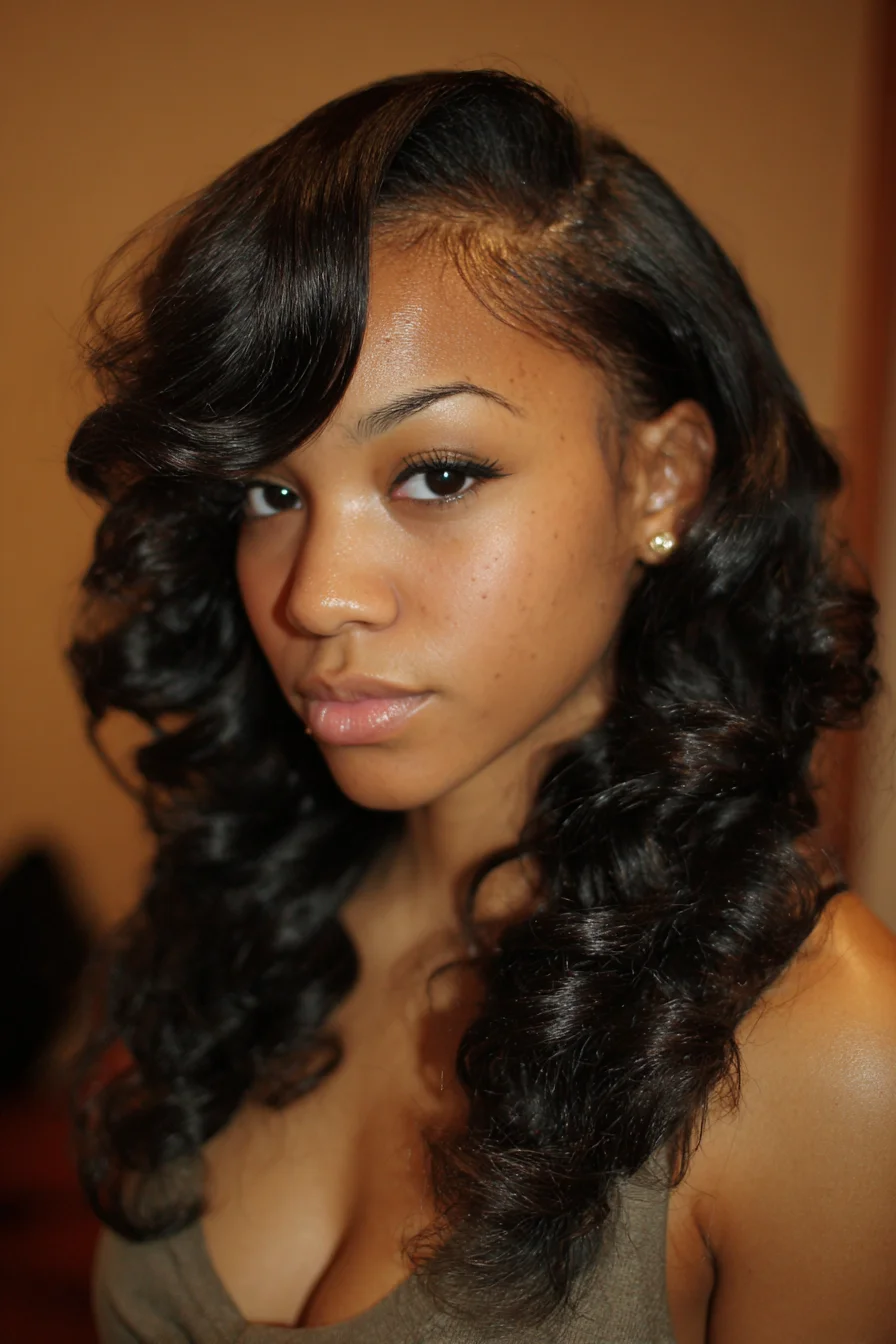 Deep Side-Swept Glam Curls — Long Voluminous Waves