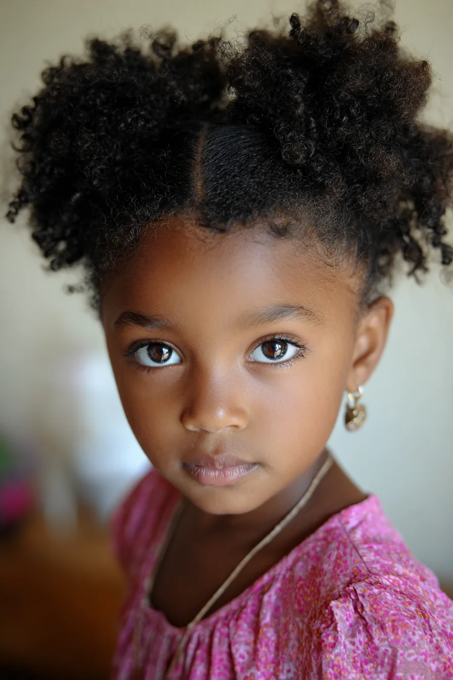 Defined Double Puff Ponytails for Type 3–4 Natural Hair