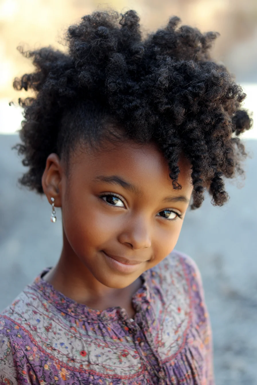 Defined Natural Afro Puff with Finger-Coils — 4a–4c Curly Styling