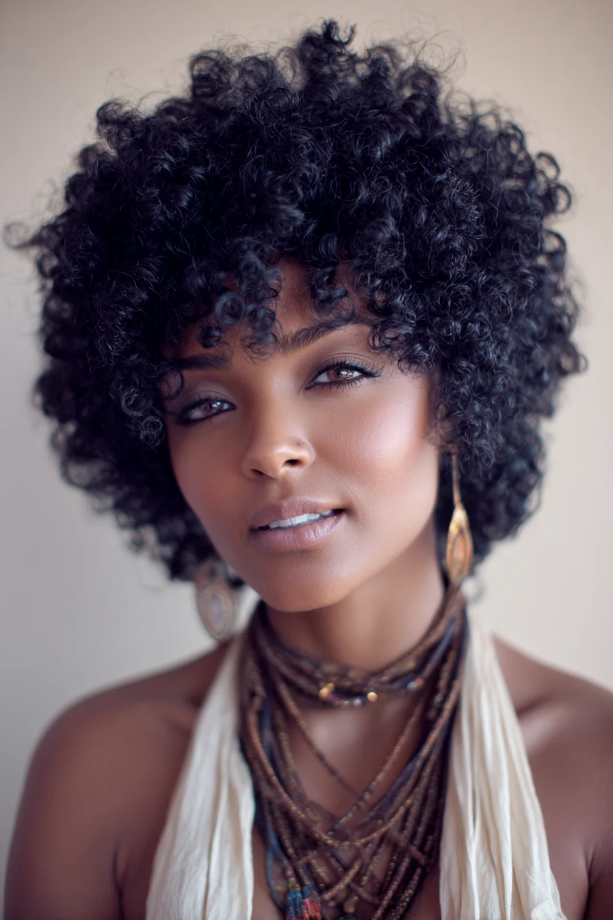 Defined Short Curly Afro (3B–4A) — Voluminous Tapered Cut