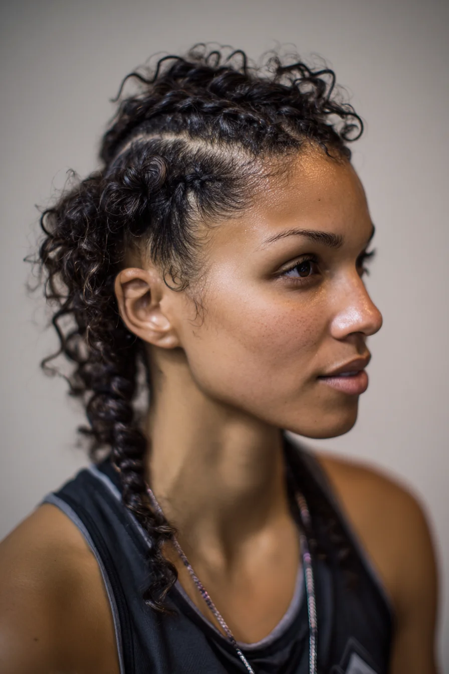 Double Cornrows with Curly Ends — Textured Braided Style