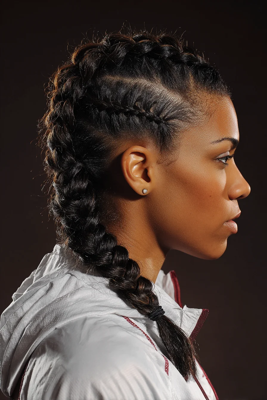 Double Dutch (Boxer) Braids Finished into a Single Thick Braid
