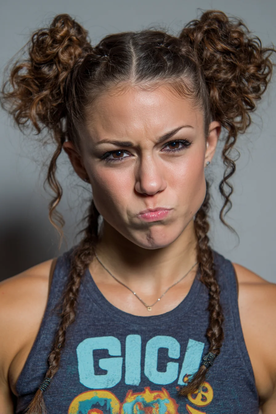 Double Dutch Braids into Curly Space Buns