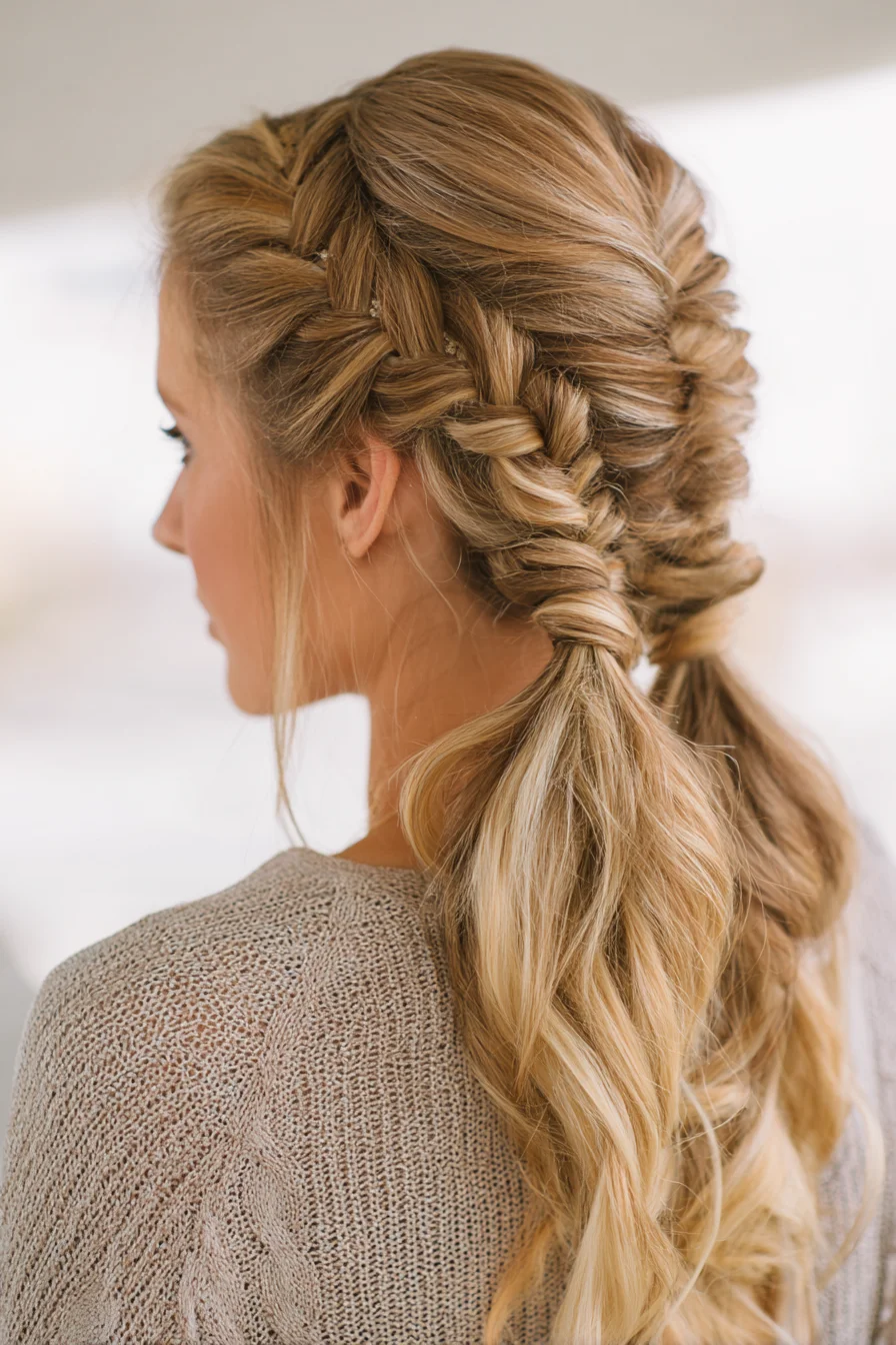 Double Dutch Braids into Loose Twisted Ponytails — Textured Long Hair