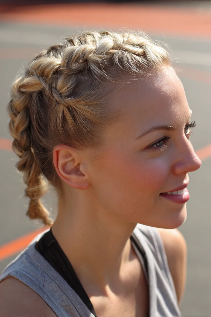 Double Dutch Braids into Low Braided Pony — Sporty Cornrow-Style Finish