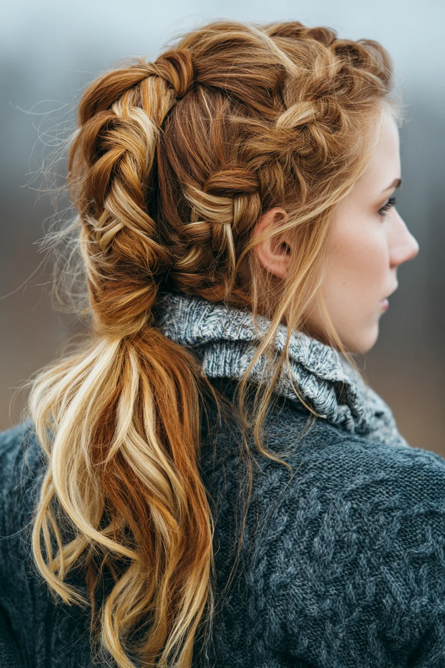 Double Dutch Braids Into Textured Low Ponytail