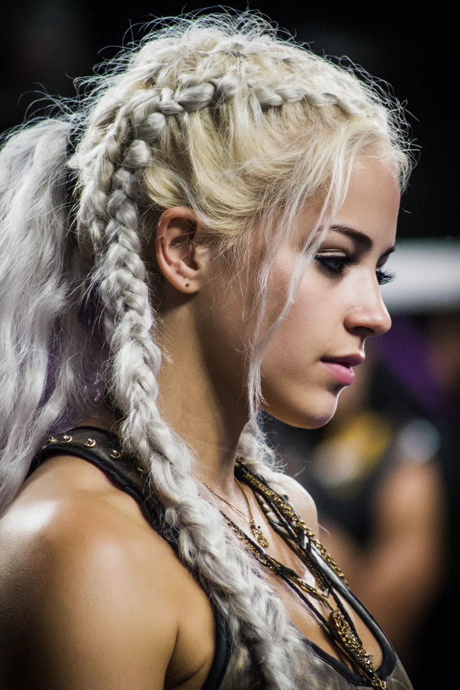 Double Dutch Braids into Textured Low Ponytails — Platinum Braided Style