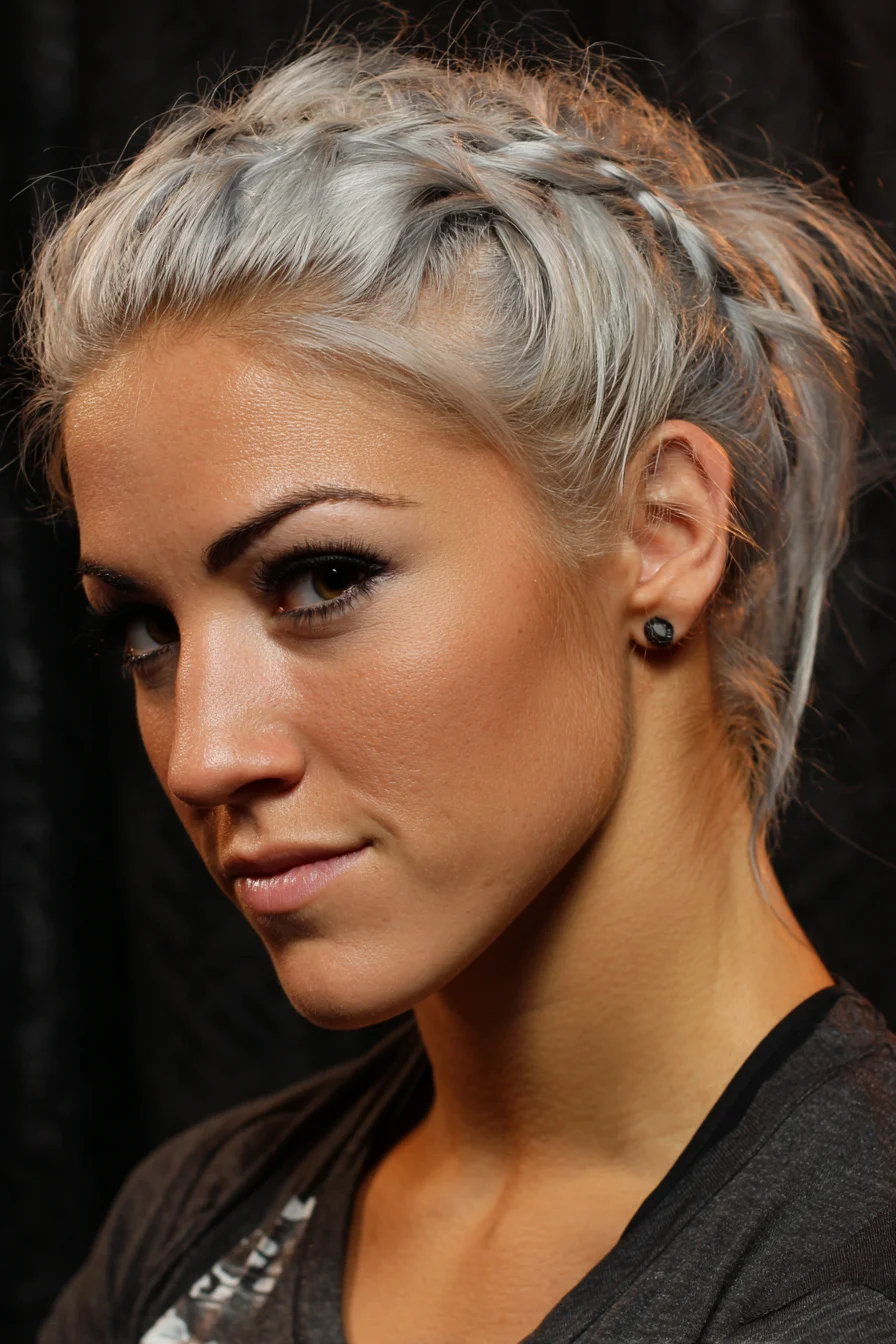 Double Dutch Braids into Textured Messy Pony — Platinum/Silver Updo