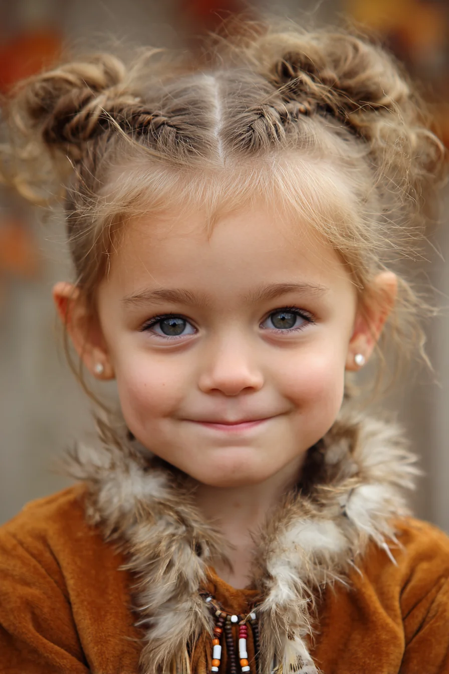 Double Dutch Braids Leading into Messy Space Buns — textured kids style