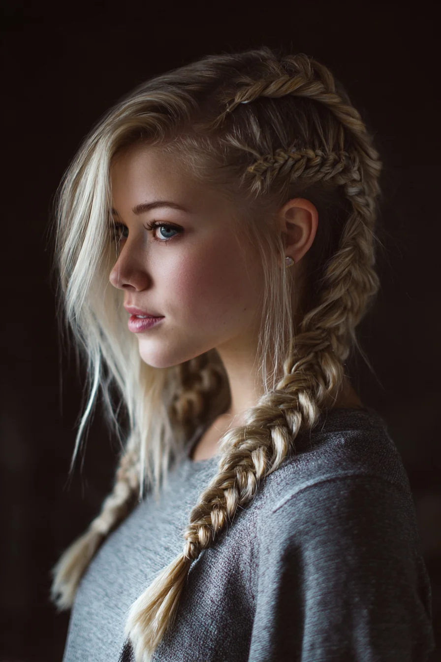 Double Dutch Braids with Fishtail Accent for Long Textured Hair