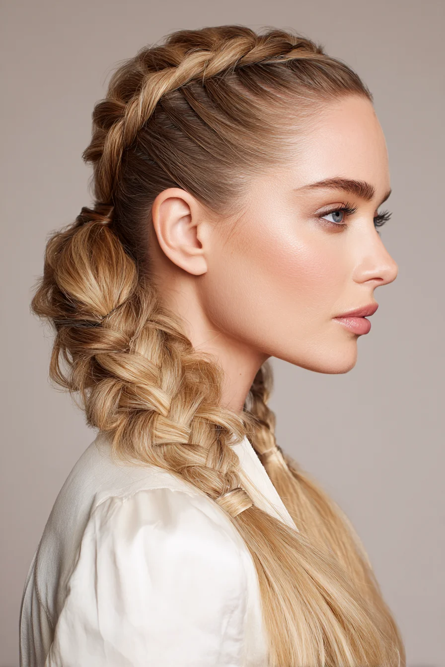 Double Dutch Braids with Pancaked Chunky Braided Pigtails