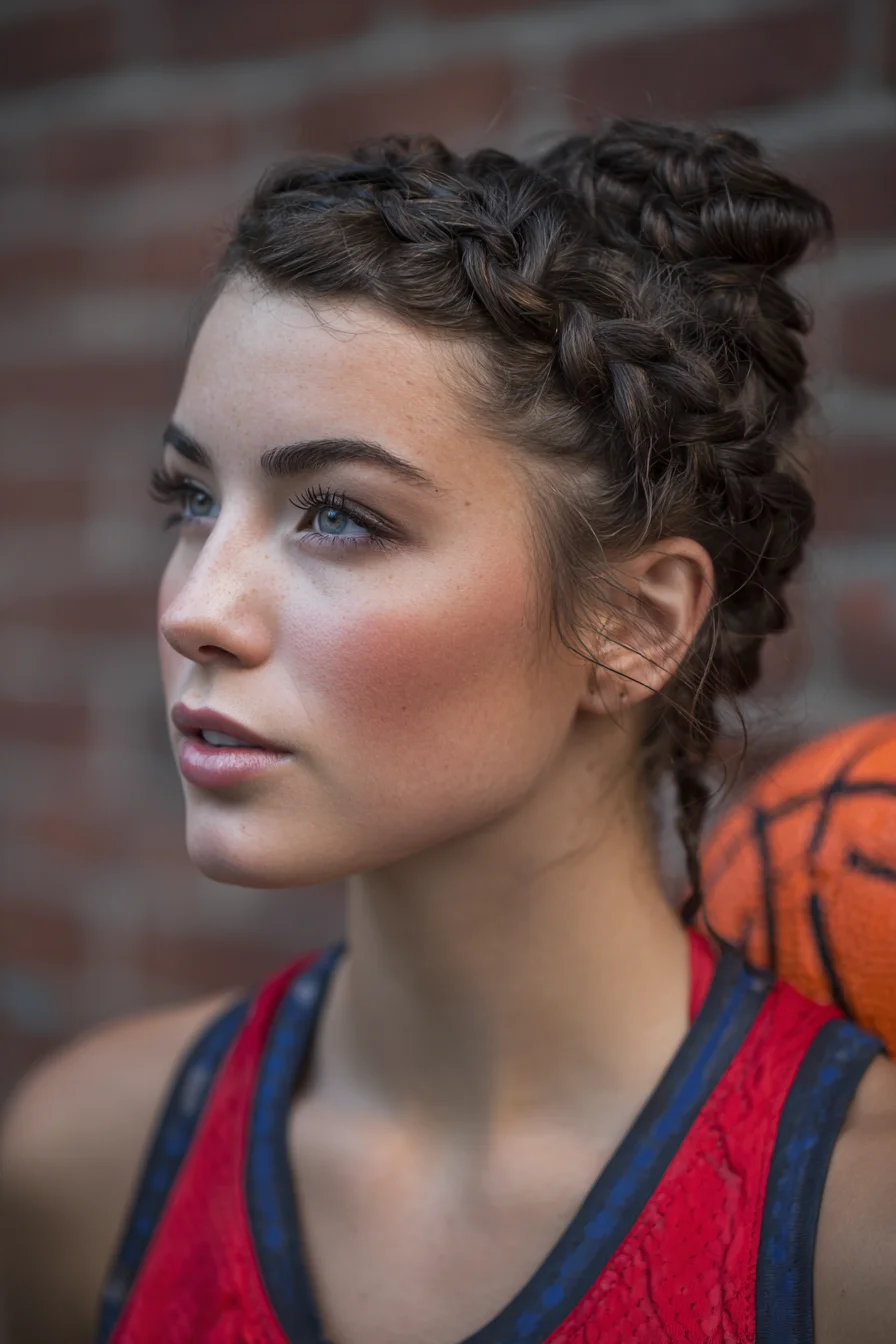 Double Dutch Crown Braids into High Braided Buns