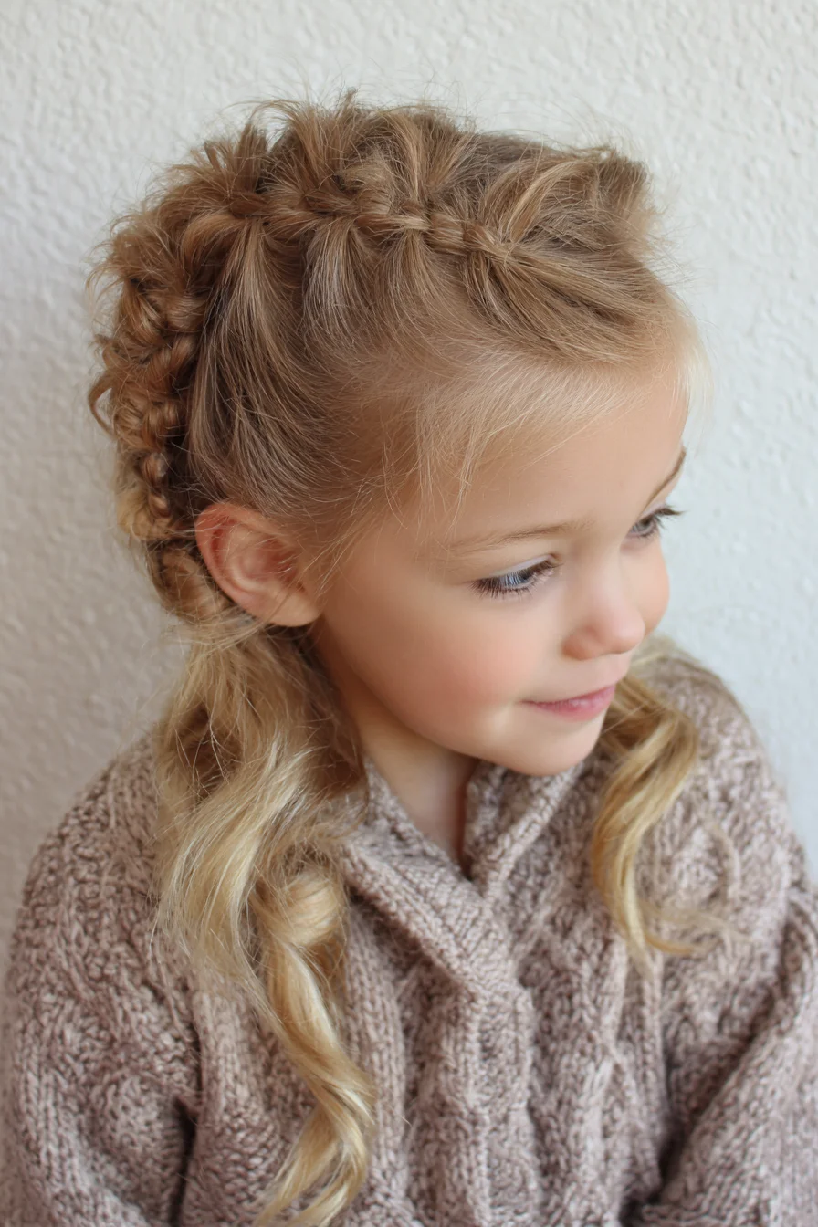 Double Dutch Mohawk Braids with Loose Curls — Child-Friendly Textured Look