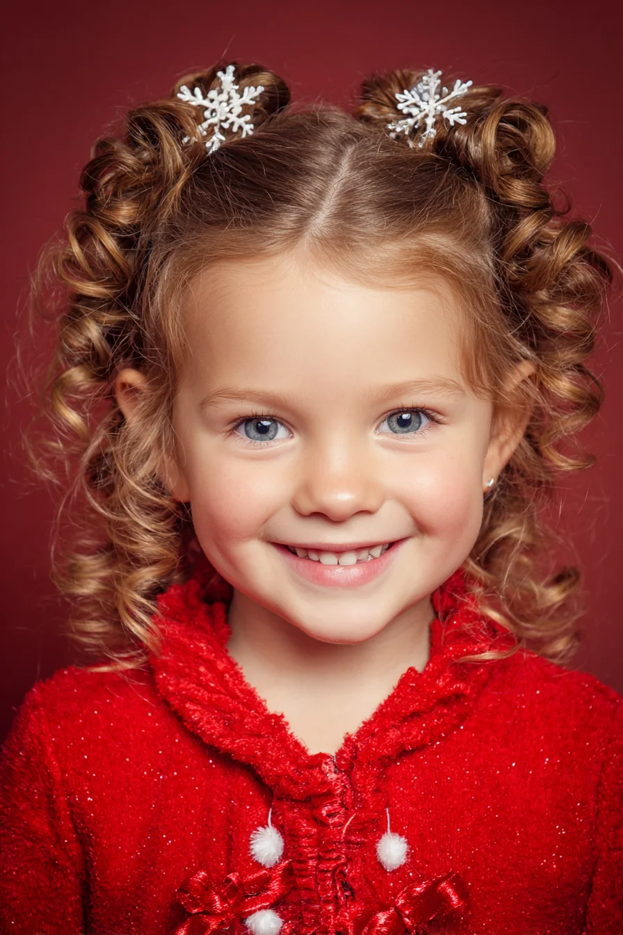 Double Mini Buns with Spiral Ringlets — Curly Kids Holiday Hairstyle