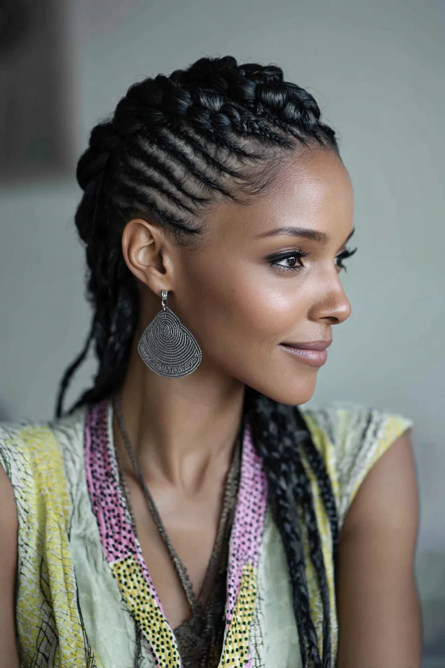 Feed‑In Cornrows into Long Braids — Sleek Side Cornrow Style