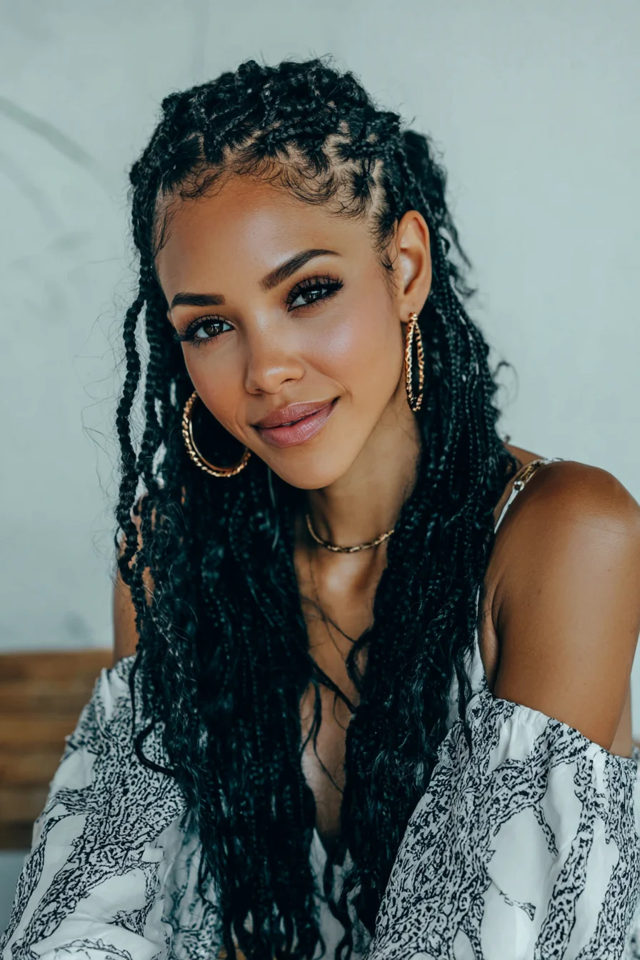 Feed‑In Cornrows Transitioning to Long Micro Box Braids — Protective Style