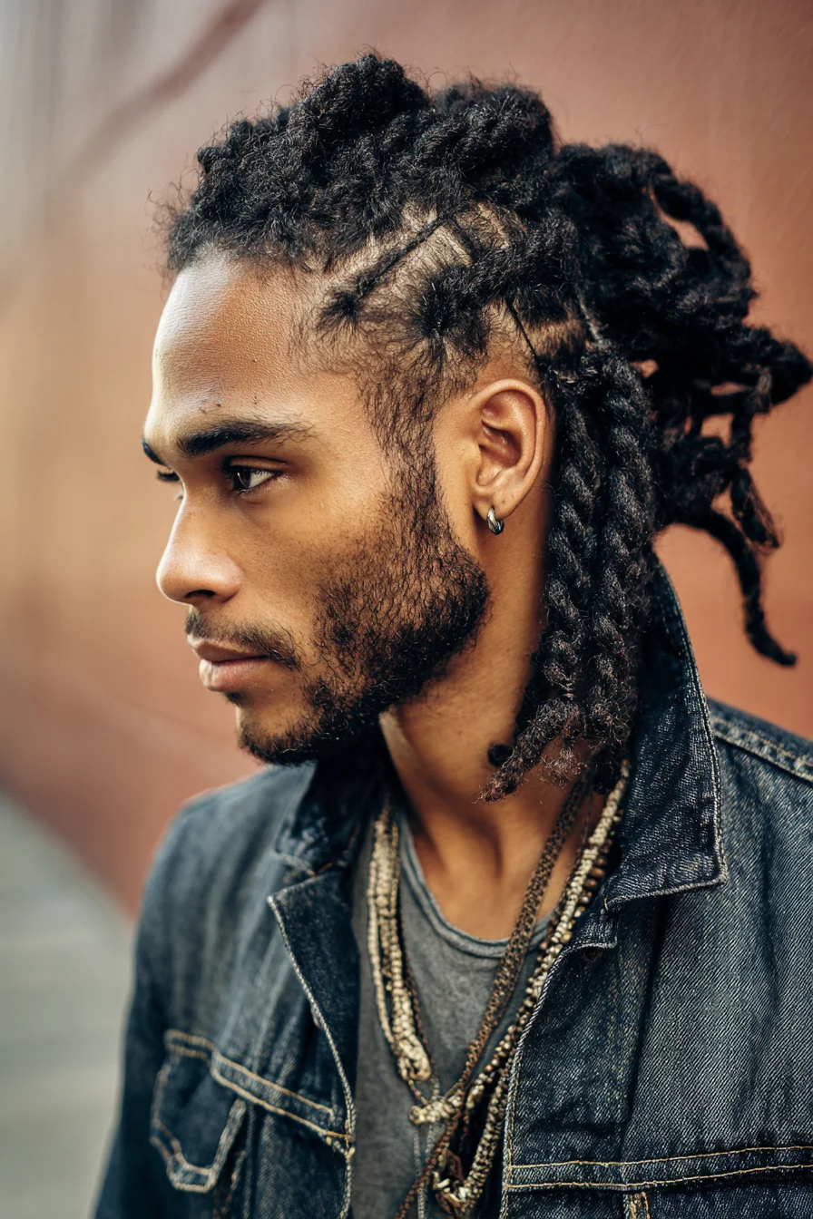 Half-Up Textured Two-Strand Twists with Tapered Cornrow Sides