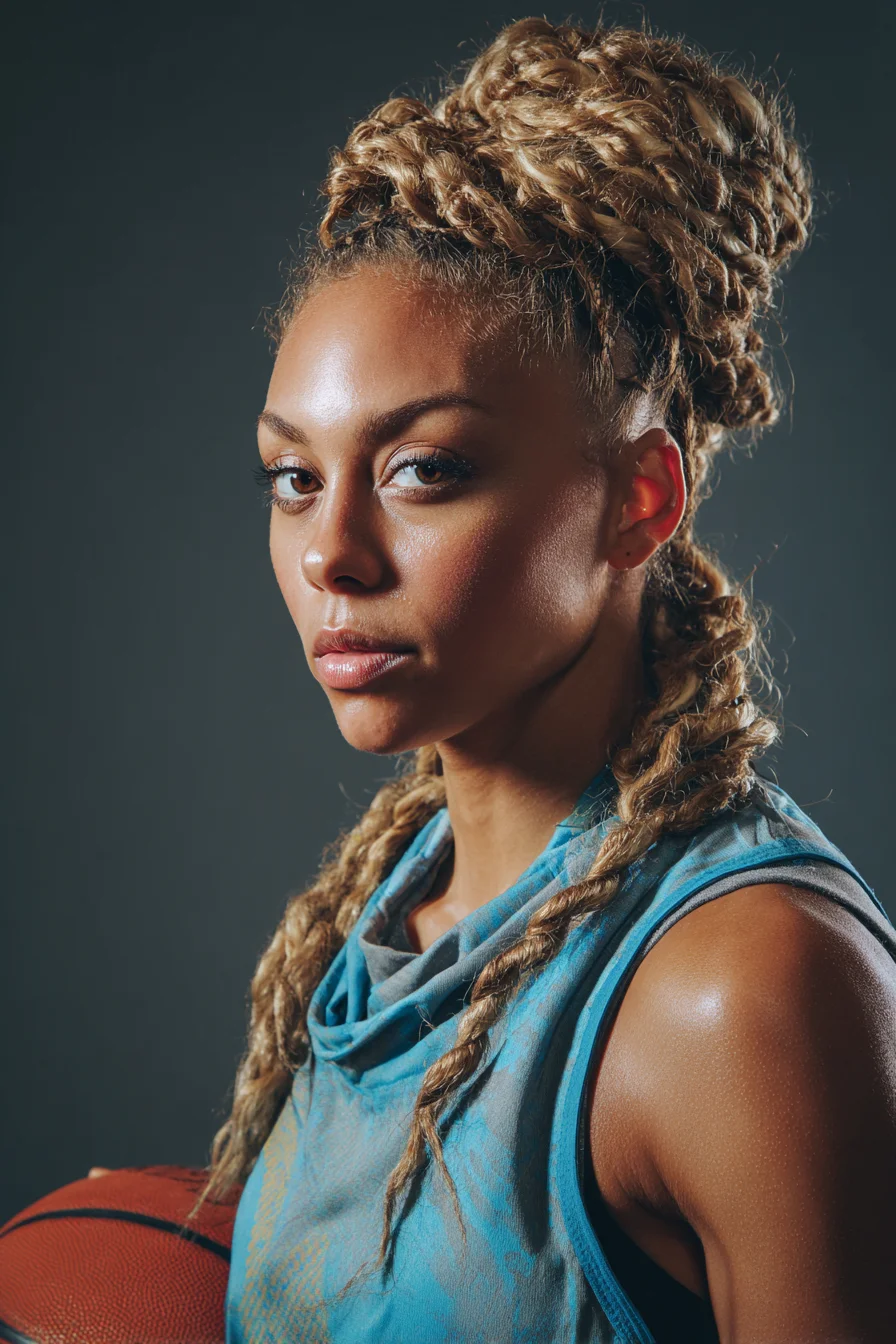 High Braided Bun with Chunky Rope Twists