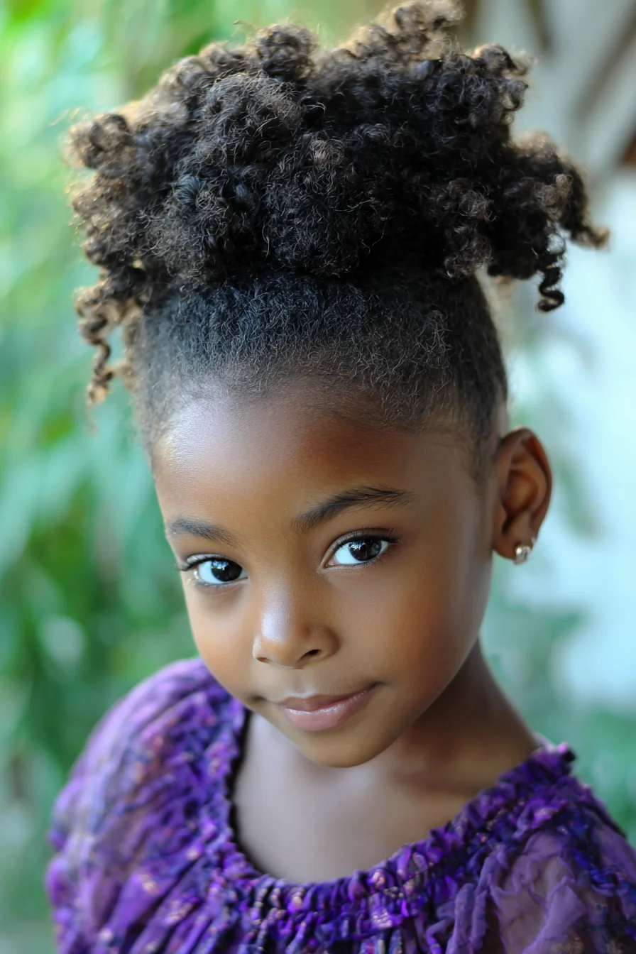 High Curly Puff Ponytail — Natural Tightly Coiled (4A–4C) Hair