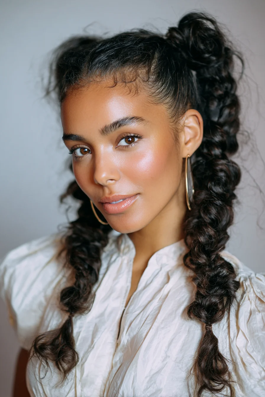 High Textured Double Dutch Braids with Voluminous Pancake Finish