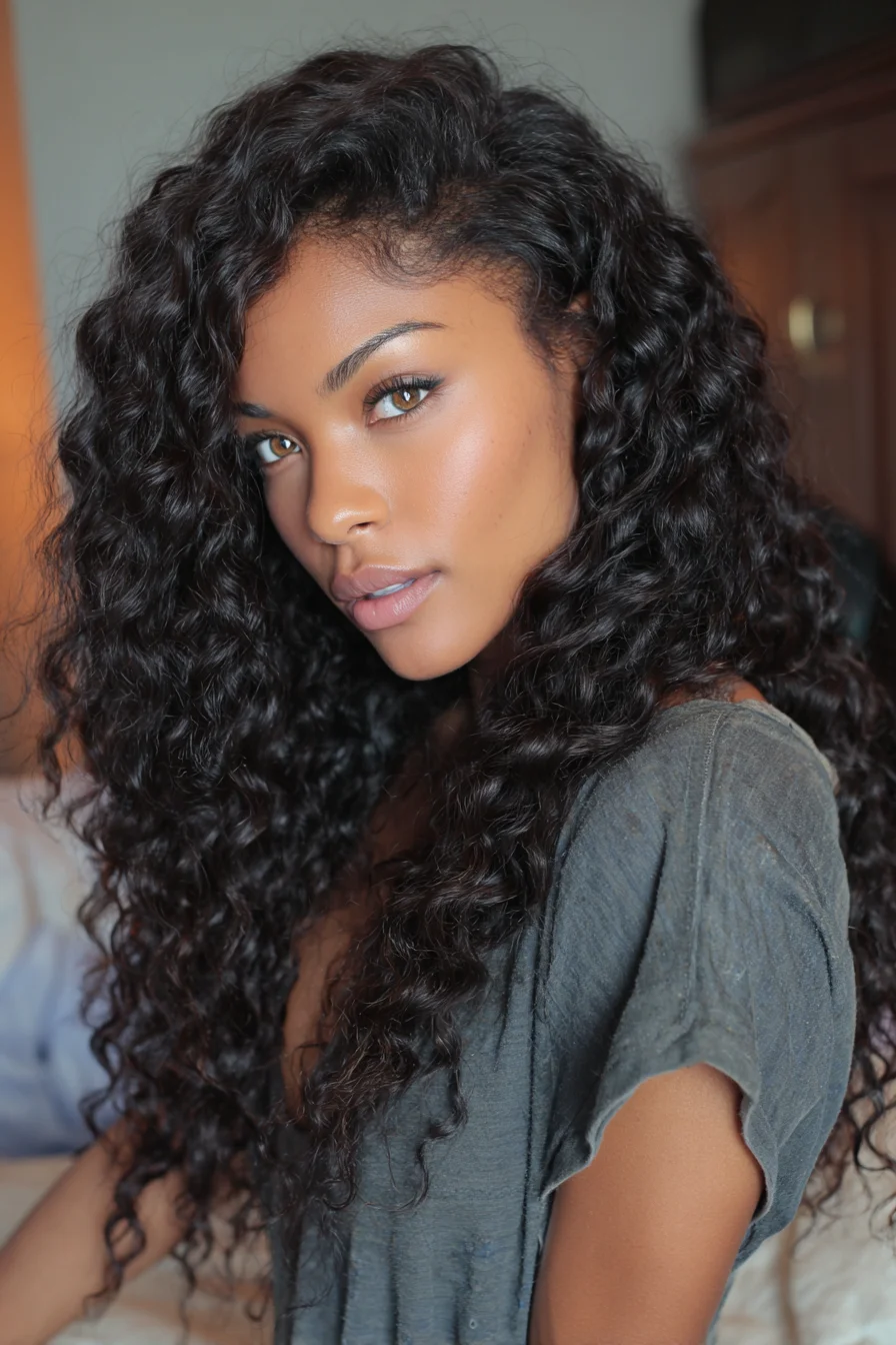 Long Deep-Curl Layers — Voluminous Natural Curly Hair Style