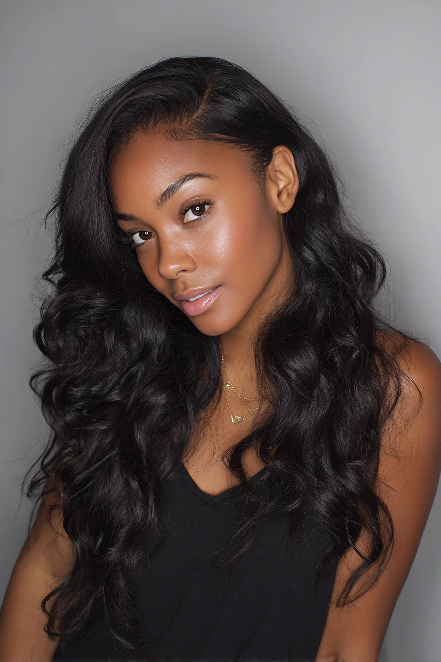 Long Glossy Deep Side-Part Waves