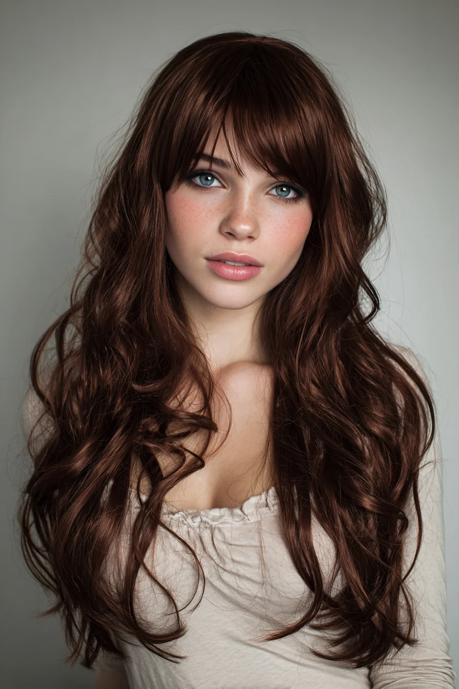 Long Layered Waves with Curtain Bangs — Soft Voluminous Texture