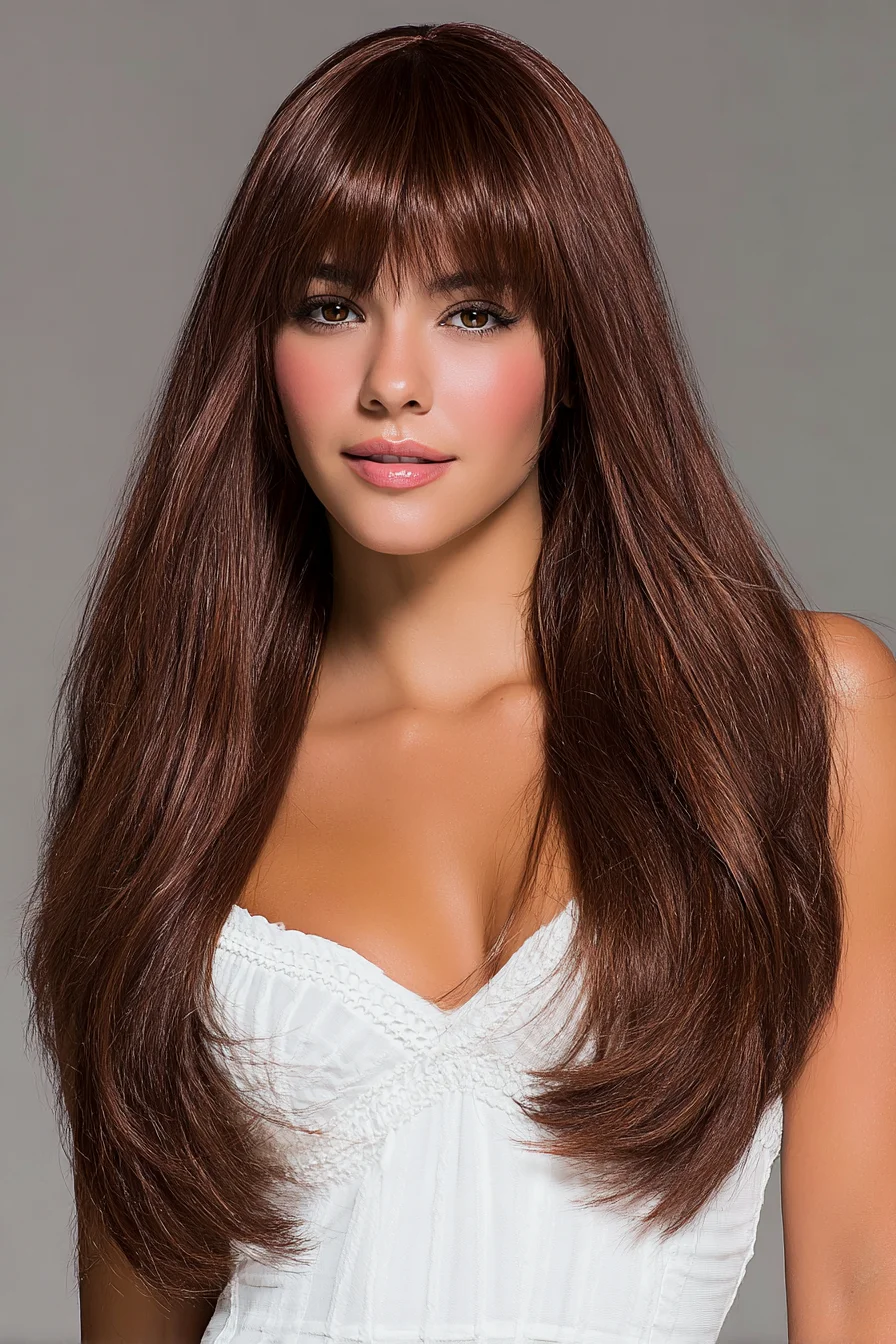 Long Sleek Layers with Soft Fringe — Straight Hair Styling