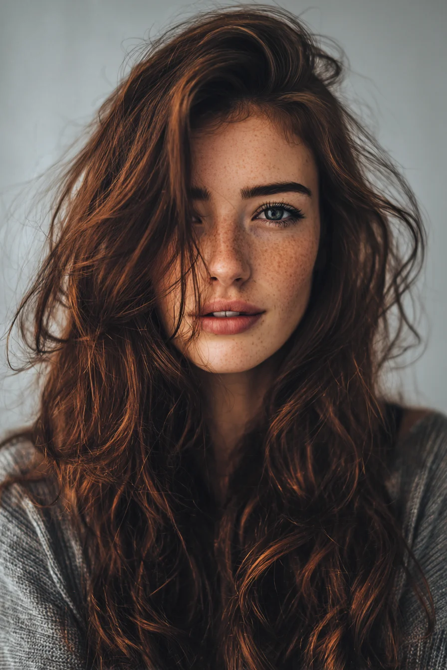 Long Tousled Layers with Face‑Framing Waves