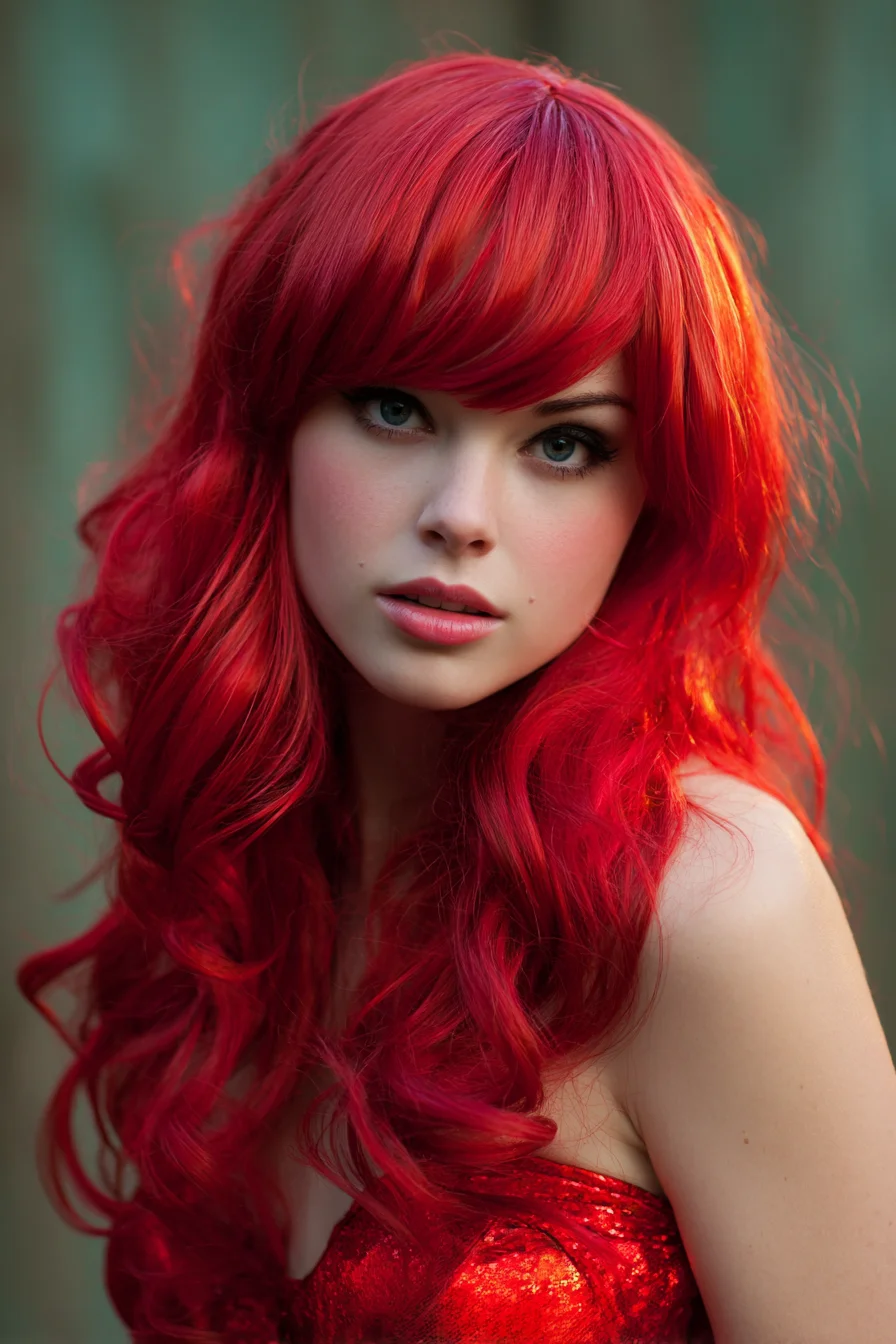 Long Vibrant Red Waves with Full Fringe