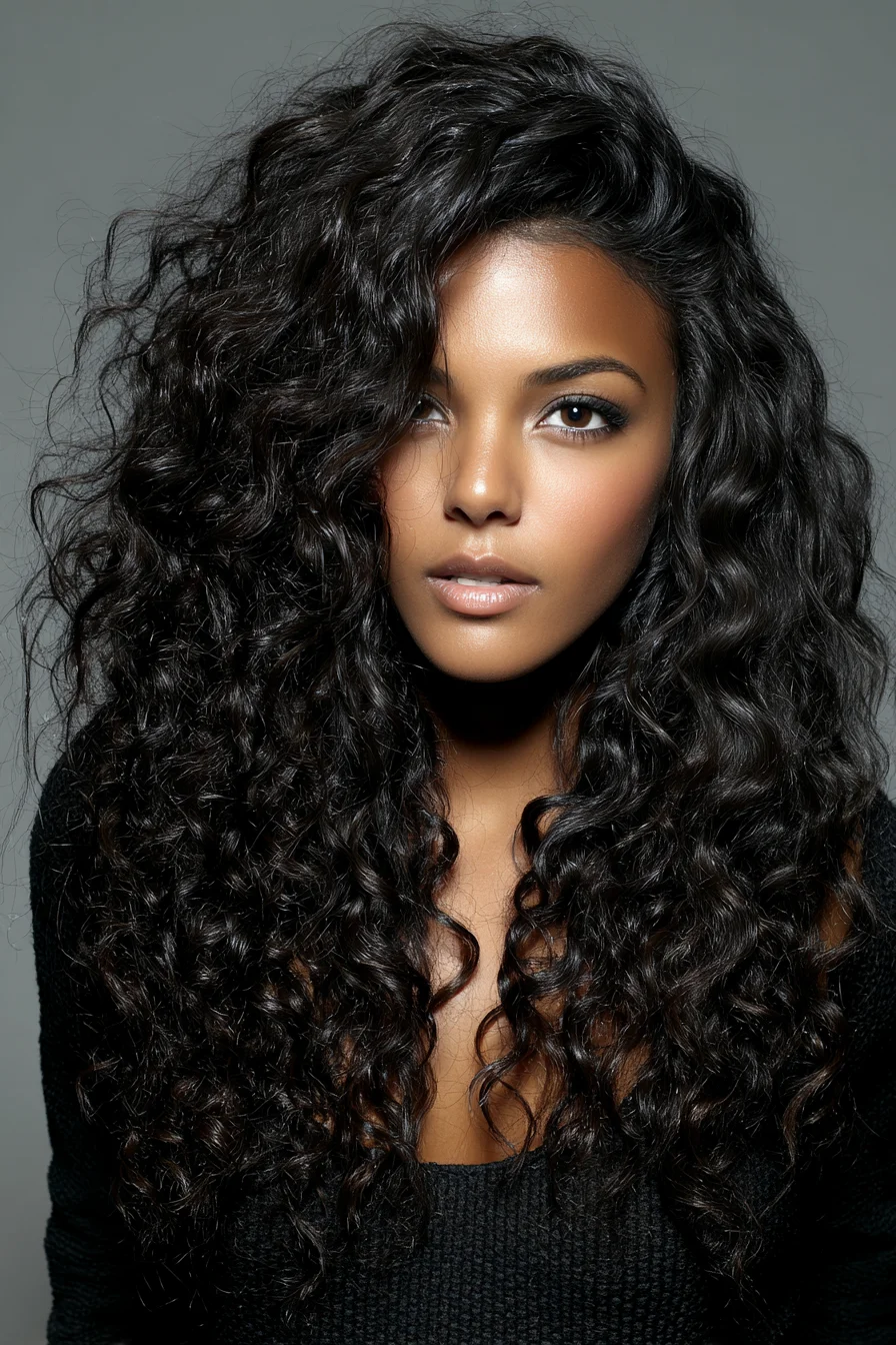 Long Voluminous Layered Curls — Defined Natural Curly Style
