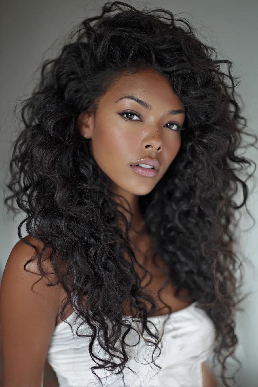 Long Voluminous Natural Curls with Face‑Framing Layers