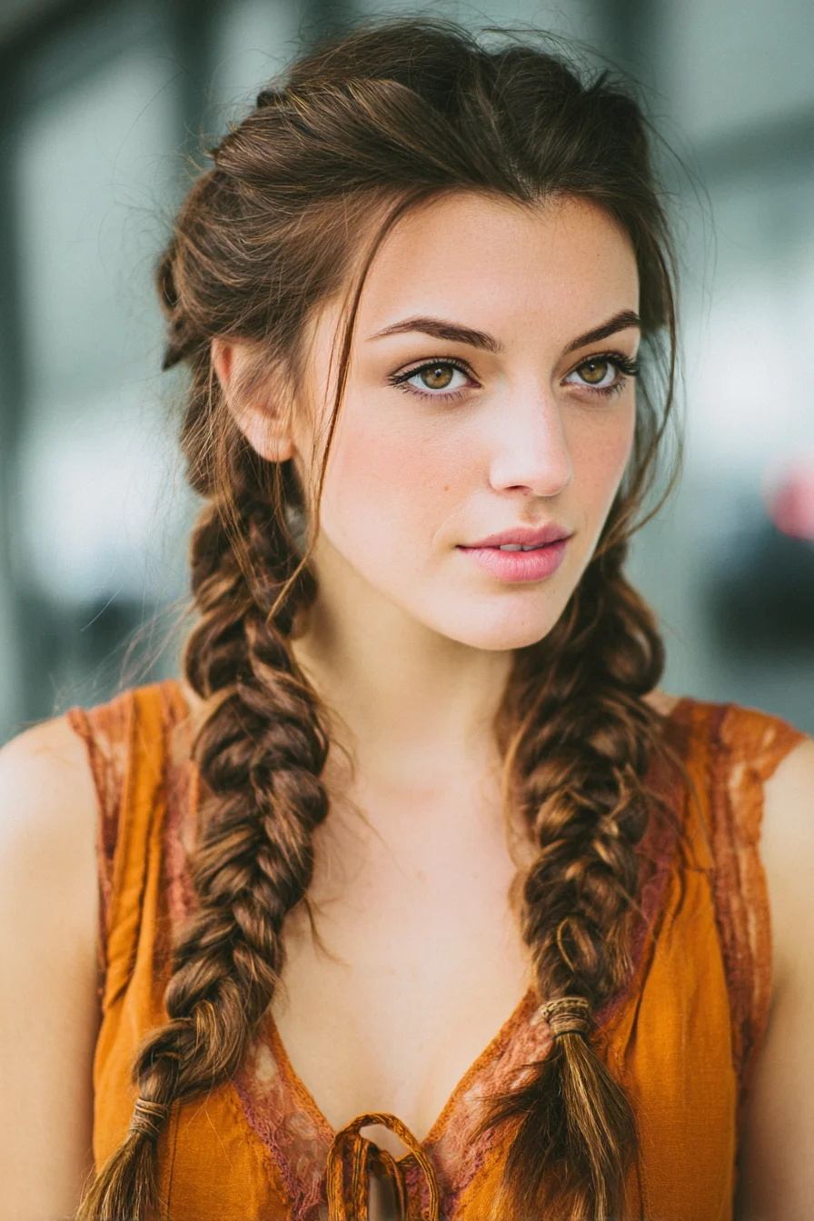 Loose Pancaked Double Braids — Boho Textured Dutch Style