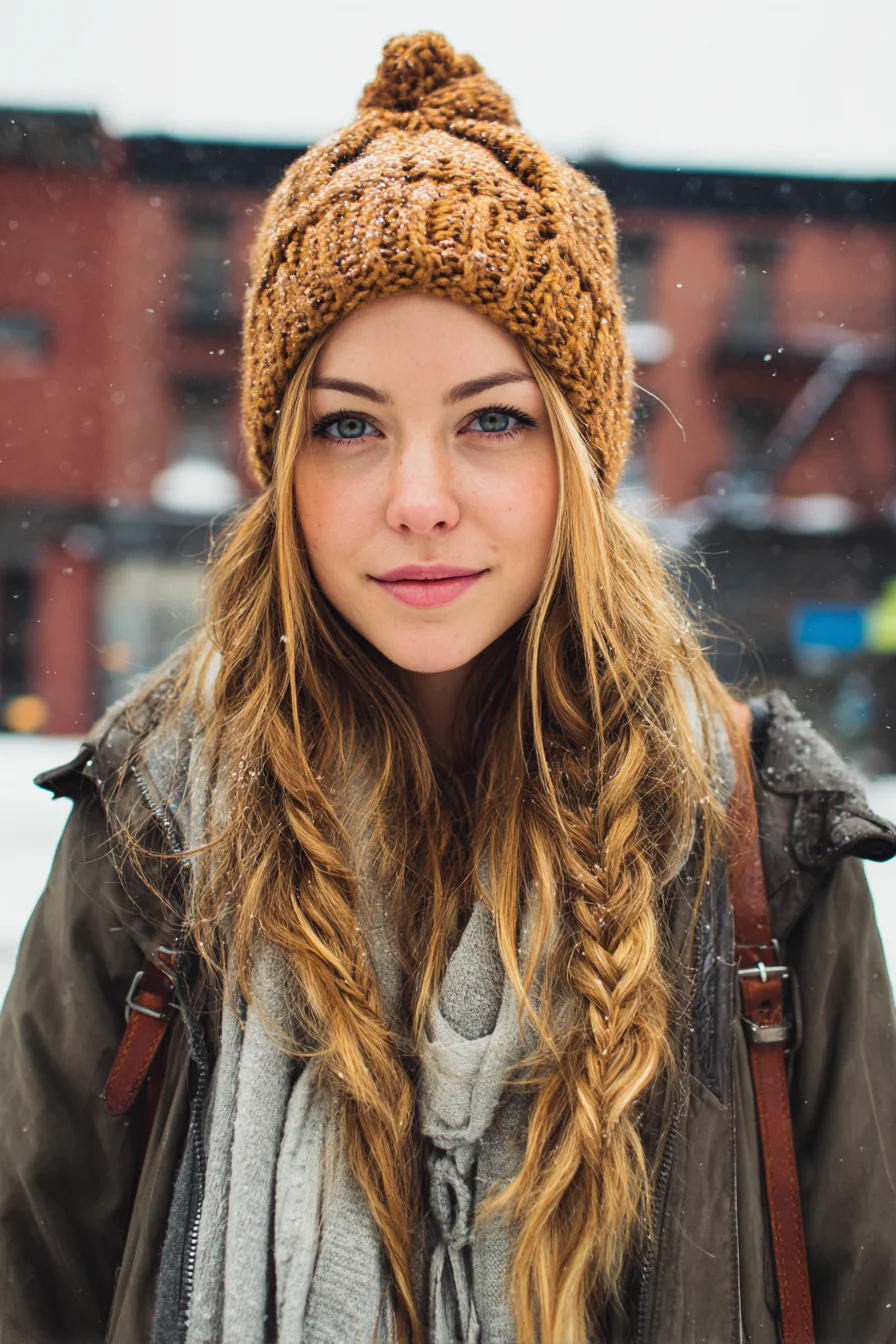 Loose Textured Waves with Boho Fishtail Side Braids