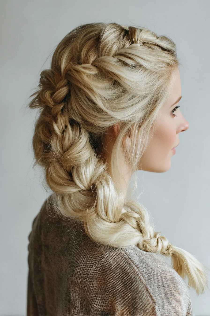Loose Voluminous Dutch Side Braid — Textured Braided Hairstyle
