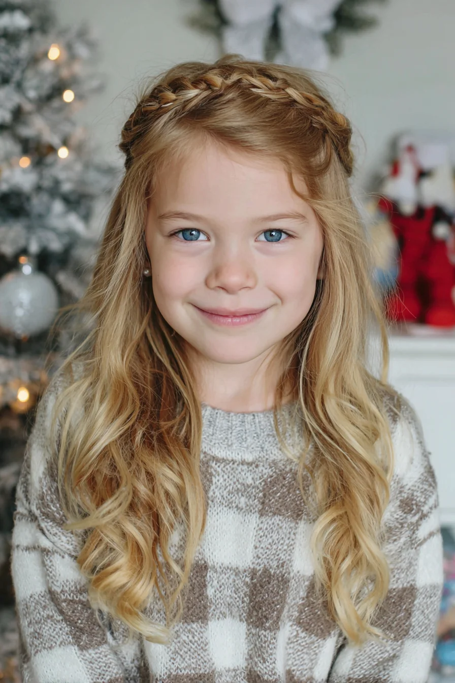 Loose Waves with Crown Braid — Long Blonde Hair, Soft Curls