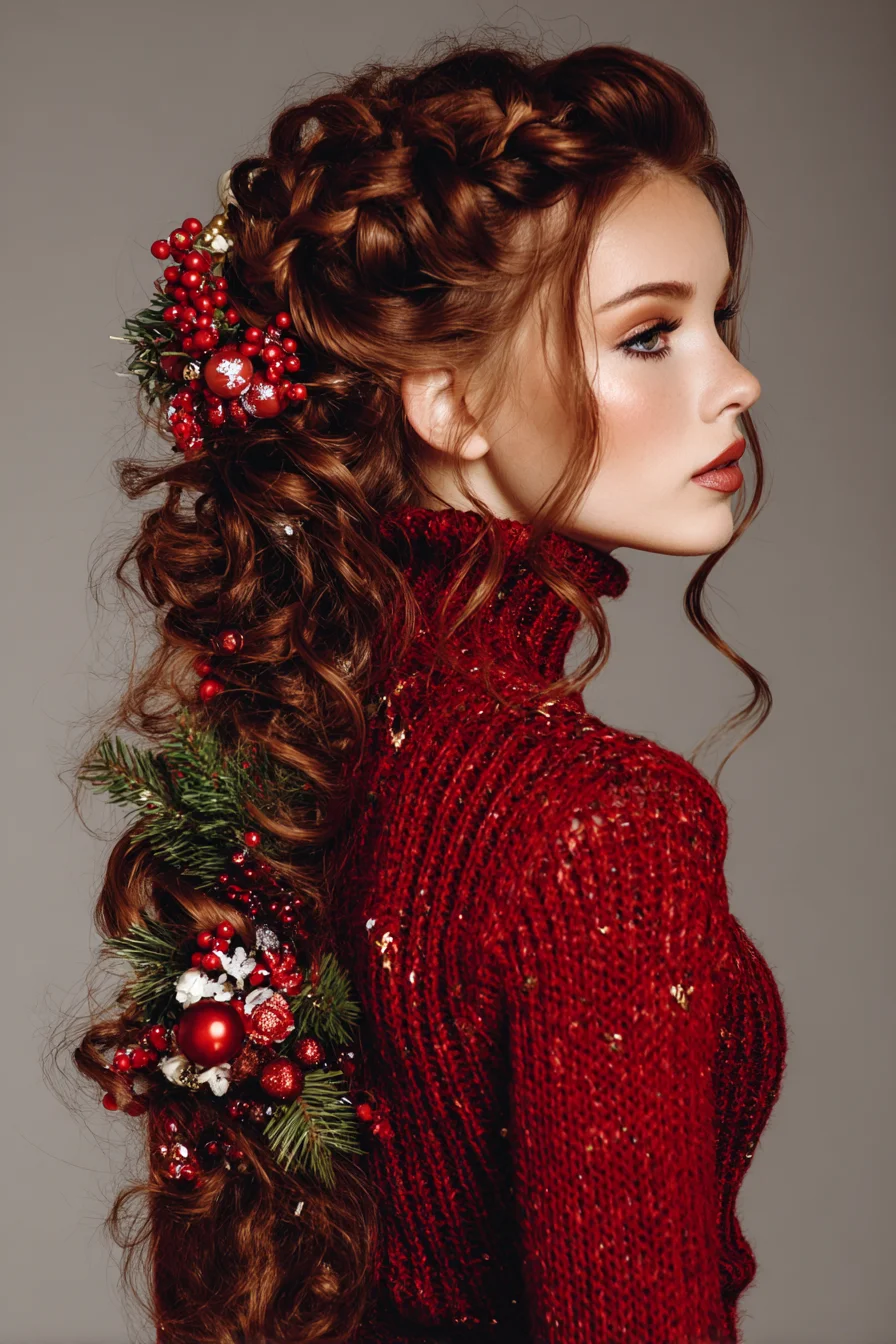 Luxe Holiday Braided Cascade with Volume & Curls