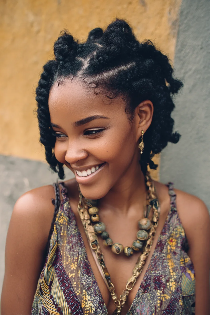 Mini Bantu Knot Twists for Natural Textured Hair