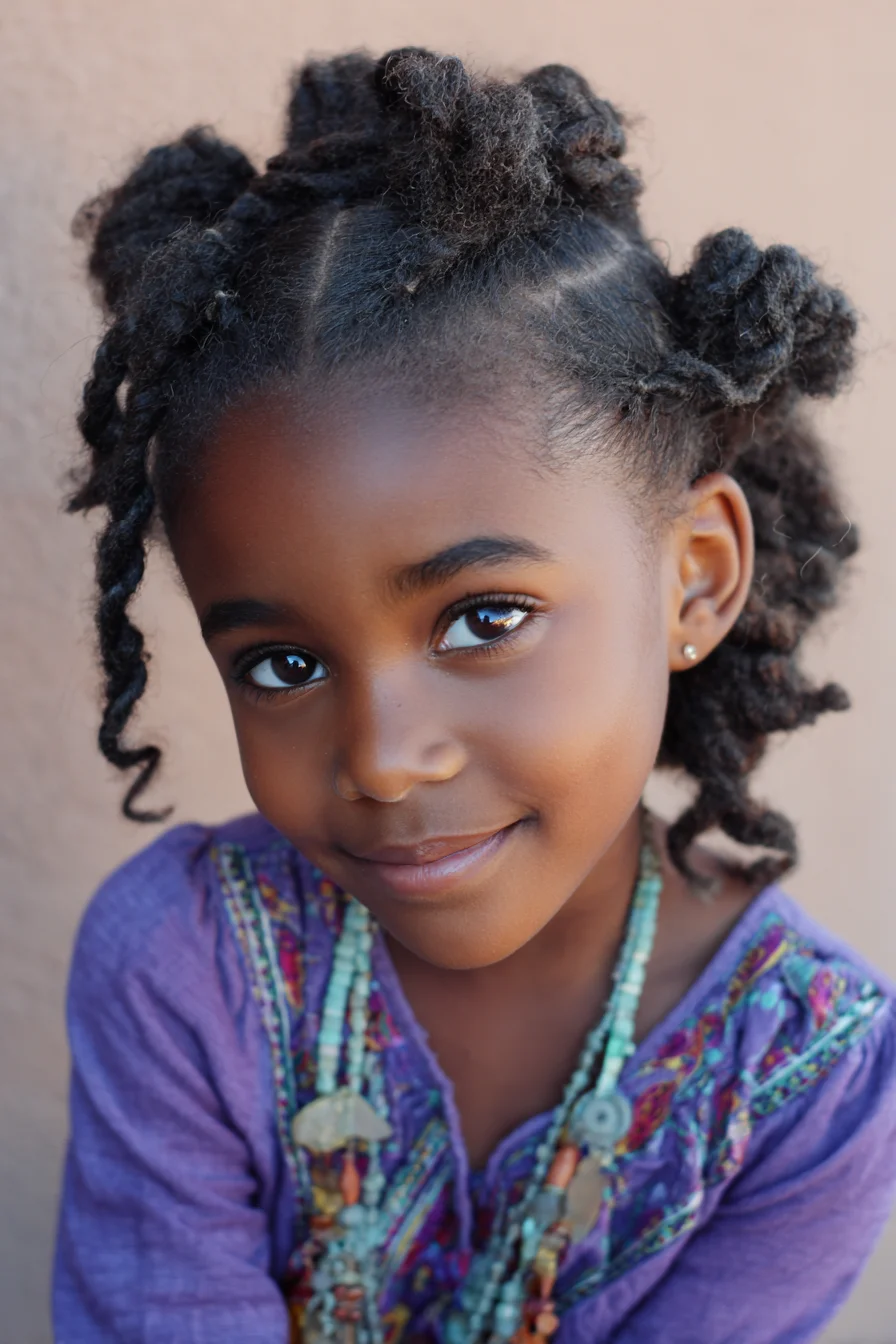 Mini Twist-Buns (Bantu Knot–Inspired) for Natural Textured Hair