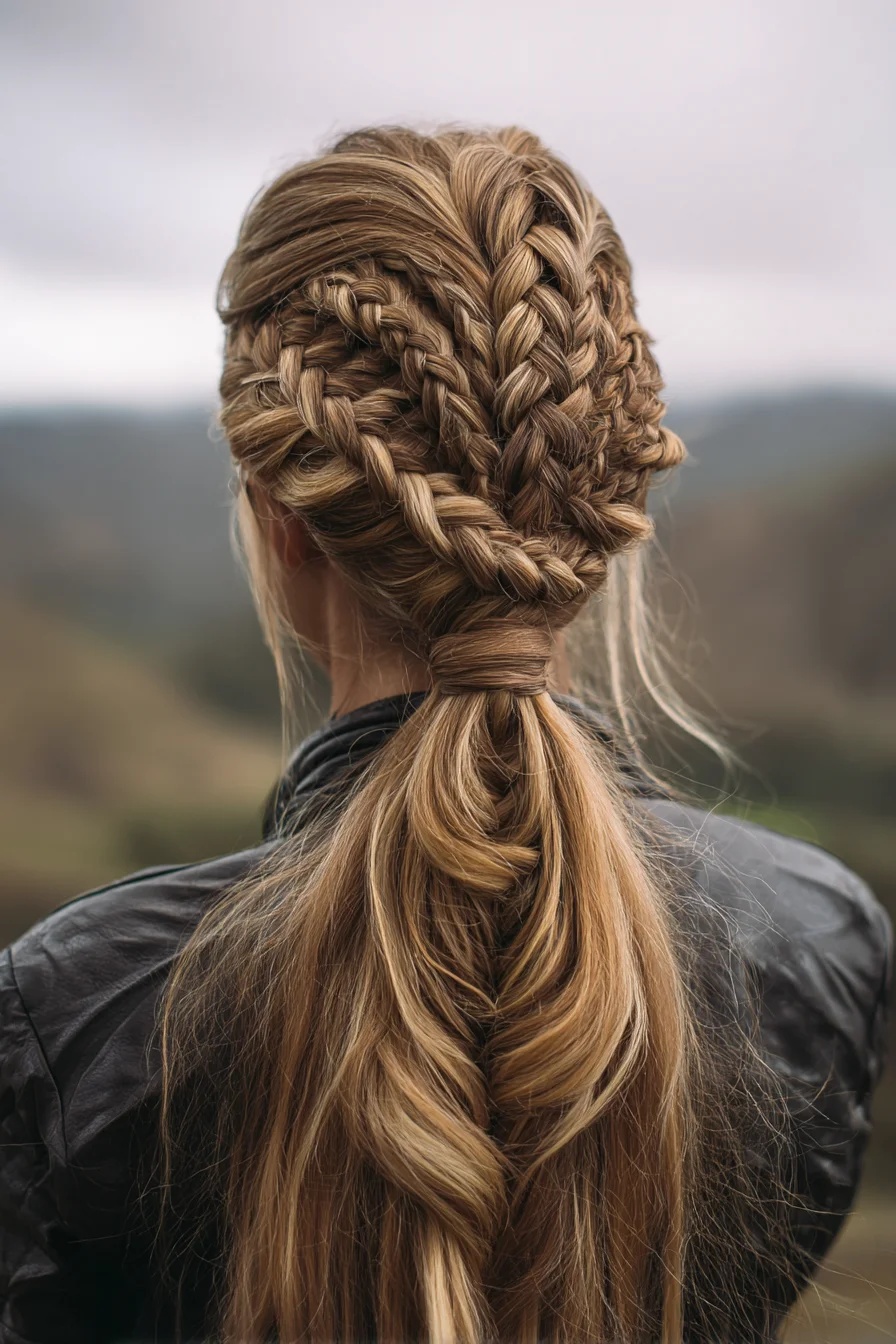 Multi-Braid Crown with Wrapped Low Ponytail