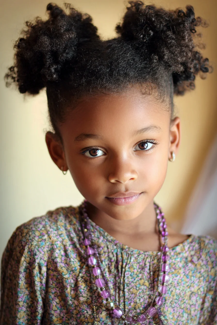 Natural Curly Double Puff Updo — Defined Puffs for Type 3–4 Hair