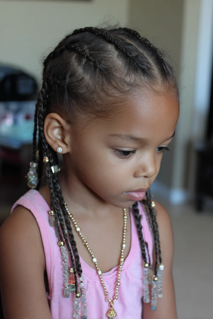 Neat Cornrows Leading to Beaded Individual Braids