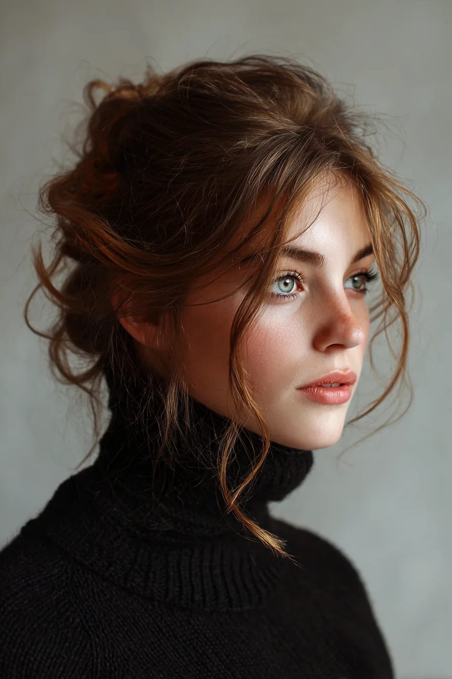 Relaxed Textured Updo with Face‑Framing Tendrils