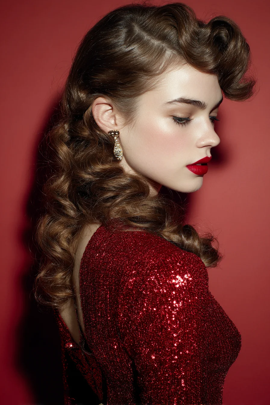 Retro Hollywood Waves with Sculpted Barrel Curls